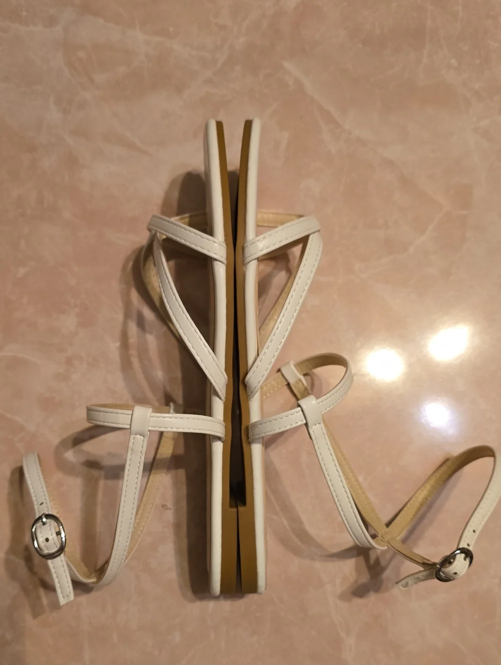 Journee Collection White Strappy Ankle-Buckle Sandals